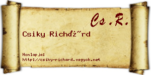 Csiky Richárd névjegykártya