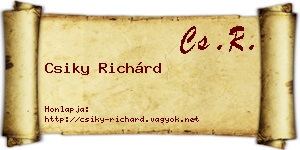 Csiky Richárd névjegykártya